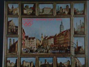 ​YEMEN-1972-MUNICH OLYMPIC CITY -1972 CTO- IMPERF-S/S VF-LAST ONE FANCY CANCEL
