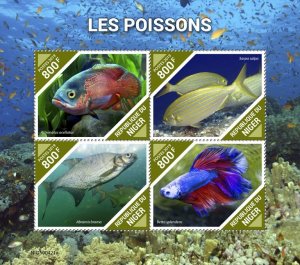 NIGER - 2019 - Fishes - Perf 4v Sheet - Mint Never Hinged