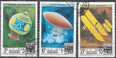 Manama 1971 Set of 8  Early & Modern aircraft - wow!