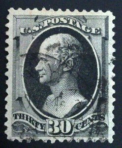 Scott #190 - VF/XF - 30c Full Black - Hamilton - Used - 1881