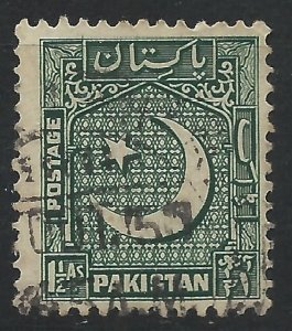 Pakistan 1949 - 1½a green - SG45 used