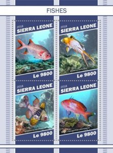 Sierra Leone - 2018 Fish on Stamps - 4 Stamp Sheet - SRL181101a