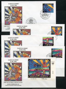 UNITED NATIONS WFUNA EARTH SUMMIT PETER MAX CACHETED 15 DIFF'NT FIRST DAY COVERS