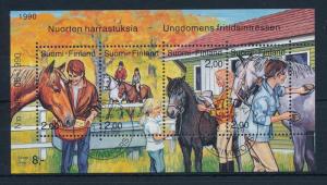 [30748] Finland  1990 Horses Brushing Riding  Used Sheet