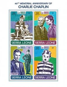 Sierra Leone - 2017 Charlie Chaplin - 4 Stamp Sheet - SRL171008a