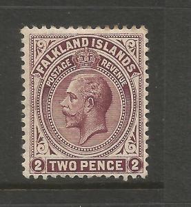 FALKLAND ISLANDS  1912-20  2d  MAROON KGV  MH  P14    SG 62a