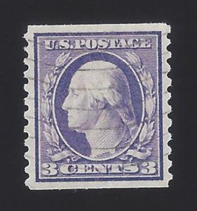 US #445 1914 Violet Wmk 190 Perf 10 Vert Used VF SCV $250