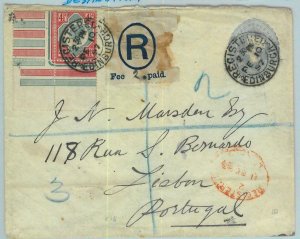 BK0834 - GB - POSTAL HISTORY -  REGISTERED STATIONERY COVER to PORTUGAL  1897