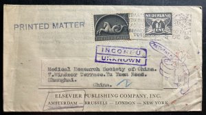 1945 Amsterdam Netherlands Printed Matter Form Cover To Shanghai China