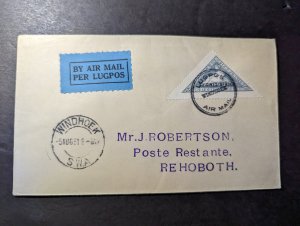 1931 Dutch SWA Airmail Internal First Flight Cover FFC Windhoek to Rehoboth