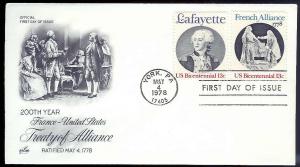 UNITED STATES FDC 13¢ Bicentennial 1978 Artcraft combo