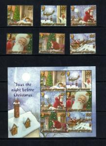 Guernsey: 2003 Christmas, 'The Night Before Christmas' poem, MNH set + M/S