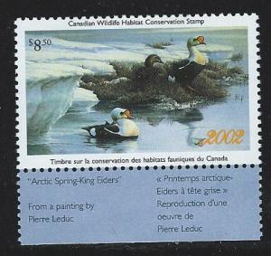 Canada 2002 wildlife habitat conservation   stamp  mnh  S.C. #  fwh18