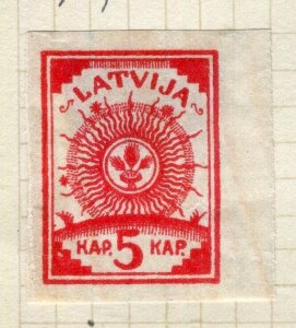 LATVIA; 1919 early Imperf Second issue Thin Paper Mint hinged 5k. value