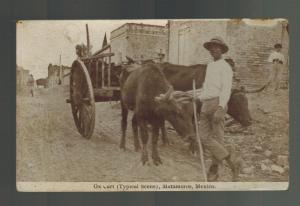 1913 Matamoros Mexico Real Picture Postcard Cover to USA Street Scene Ox Cart