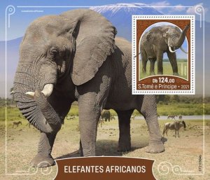 St Thomas - 2021 African Bush Elephants - Stamp Souvenir Sheet - ST210504b
