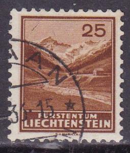 Liechtenstein 1935 25rp brown View Simina Valley  VF/Used/(o) Nice Schaan CDS
