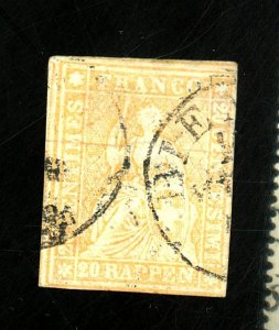 SWITZERLAND #38 USED FVF SM THIN Cat $78