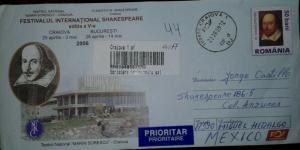 O) 2006 ROMANIA, SHAKESPEARE FESTIVAL CRALOVA, PRIORITY TO MEXICO, XF