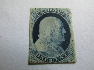 US Stamps, Scott #9 USED 1c, 113 on Plate-type IV Used w/R.Doporto Certification