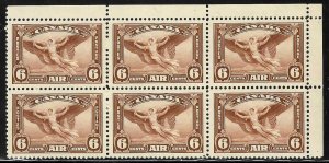 Canada #C5iv XF NH -AIR Variety T- in a UR block of 6 - Rare