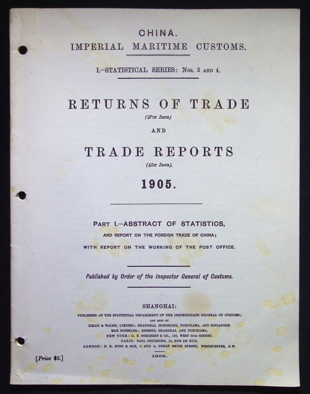 China Imperial Maritime Customs Returns of Trade and Trade Report 1905