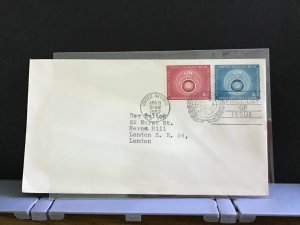 United Nations 1957 New York England  1st Day Issue stamps cover R31184 