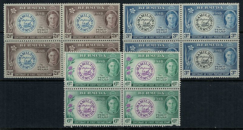 Bermuda #135-7* NH Blocks of 4 (couple short perfs)  CV $3.80