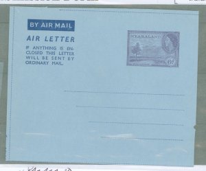 Nyasaland Protectorate  1953 6d violet on blue aerogramme