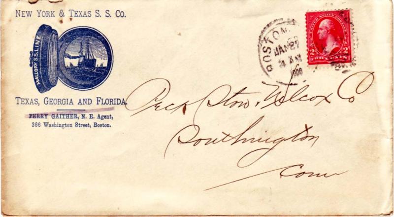 United States Massachusetts Boston 1900 numeral duplex  Blue Illustrated Adve...