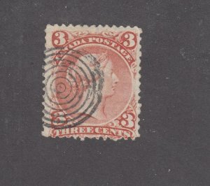 CANADA # 33 3cts LARGE QUEEN TARGET CANCEL ON LAID PAPER CV $2500  FRONT/BACK