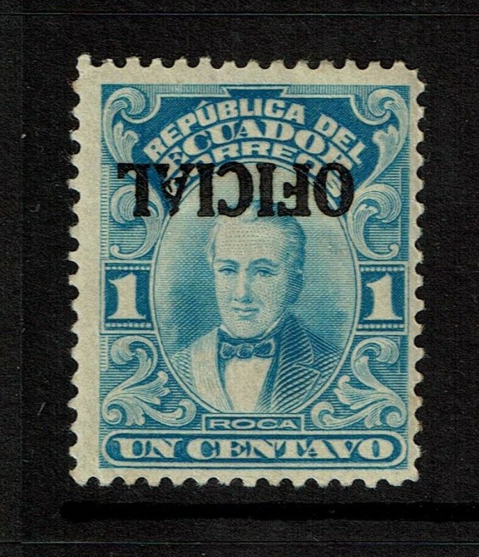 Ecuador SC# O184, inverted ovpt, Mint Hinged, Hinge Rem, shallow ctr thin S11307