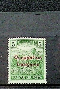 HUNGARY - FRENCH OCCUPATION Sc 1N3 LH OF 1919 - OVERPRINT ON 5f - SIGNED - LOT3