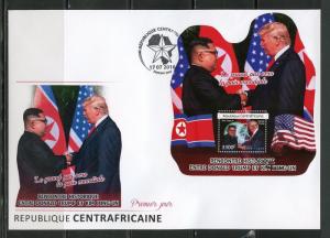 CENTRAL AFRICA 2018 HISTORIC MEETING OF DONALD TRUMP AND KIM JONG-UN S/S FDC