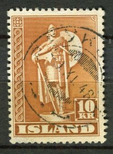 ICELAND; 1940s early pictorial issue fine used 10K. value