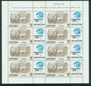 SPAIN 2344(8), STAMP DAY, ESPANA'84 1983, SHEET OF EIGHT AND LABELS MNH VF.
