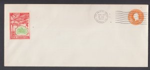 US Sc U529 FDC. 1932 6c orange Washington #10 white envelope, unaddressed, LA x