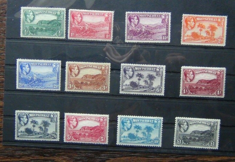 Montserrat 1938 - 48 set to £1 MM (1/2d 1 1/2d 2d 2 1/2d & 3d Unused