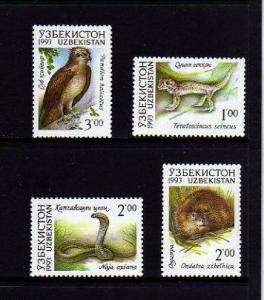 UZBEKISTAN -1993- FAUNA - GECKO - COBRA -MINT- SET OF 4