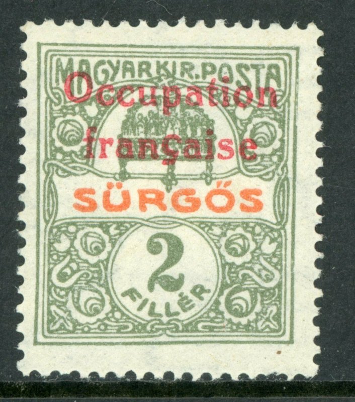 Hungary 1919 French Occupation 2f Special Delivery Sc # SD1 Mint M80 ⭐⭐⭐⭐⭐