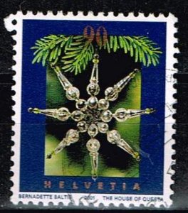 Switzerland 2001,Sc.#1111 used Glass Christmas Star from Gablon