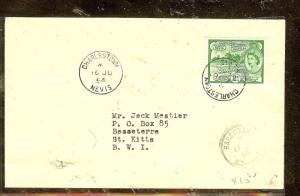 ST KITTS NEVIS (P2104B)  1954  QEII  2C CHARLESTOWN TO BASSETERRE