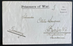 1918 Malta St Clement Camp Prisoner of War POW Letter cover to Berlin Germany