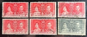 Jamaica Scott# 113(5), 114 F/VF Lot of 6 Used  Cat $1.20