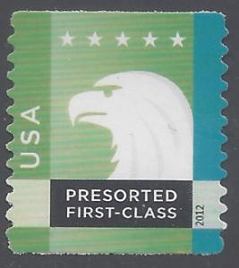 #4585 25c Spectrum Eagle Presort Coil Single 2012 Used