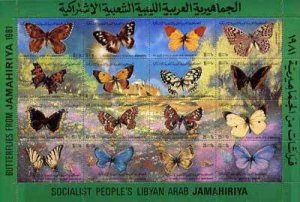 LIBYA - 1981 - Butterflies - Perf 16v Sheet - Mint Never Hinged