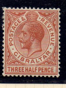 Gibraltar Sc 78a 1922 1 1/2d pale red brown George V stamp mint