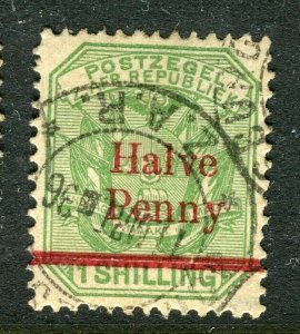 TRANSVAAL; 1893 early classic QV surcharged issue HALVE PENNY used value