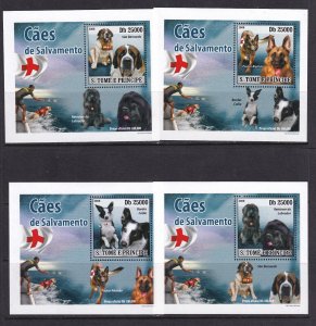 Sao Tome and Principe 2008 Dogs 4 S/Sheets Deluxe Edition MNH