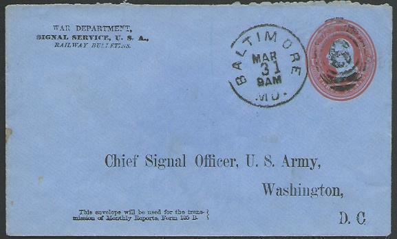 USA WAR DEPARTMENT 3c envelope, Signal Service, used Baltimore.............62467